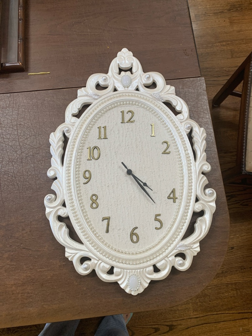 Elegant White Ornate Wall Clock - Decorative Home Wall Decor